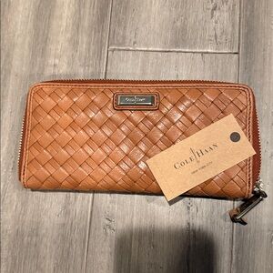 New- Cole Haan Tan Woven Wallet